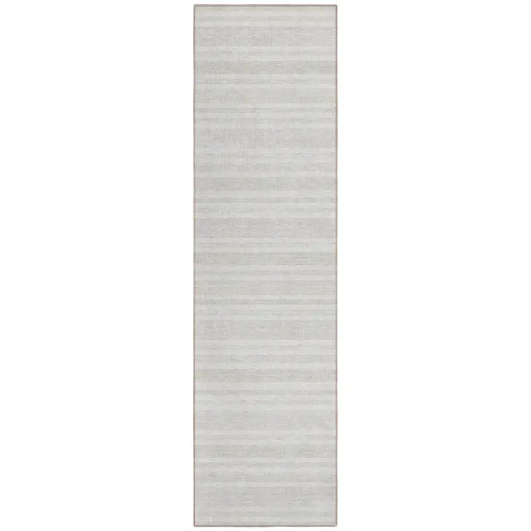 2' X 8' Ivory Striped Washable Indoor Outdoor Runner Rug