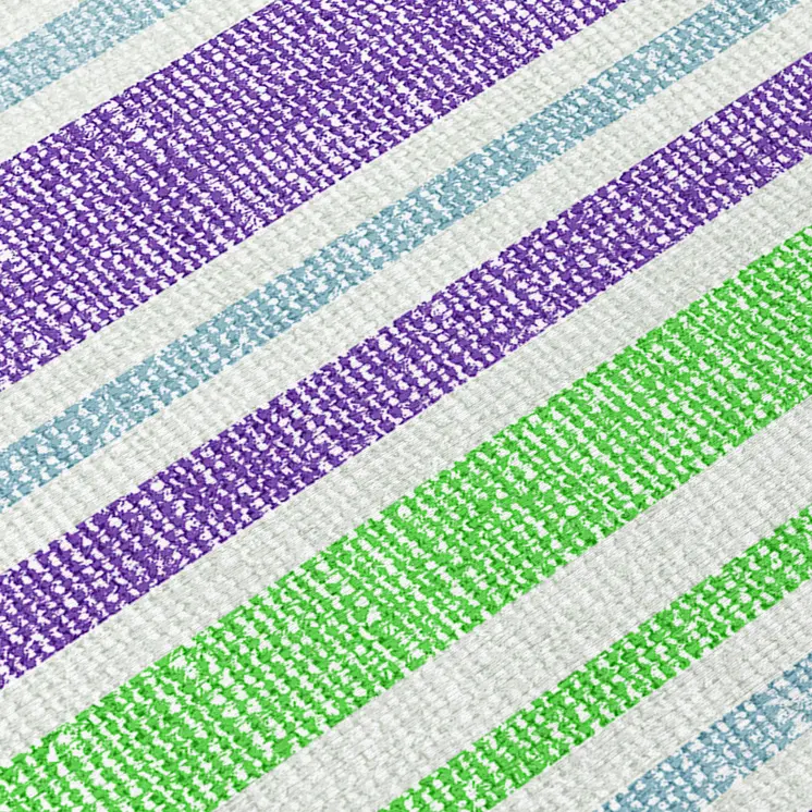 2' X 3' Green Purple and Blue Striped Washable Non Skid Indoor Outdoor Area Rug