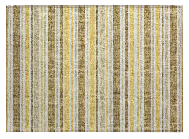 2' X 3' Brown and Orange Striped Washable Indoor Outdoor Area Rug