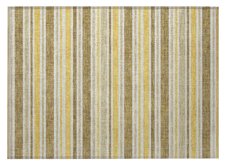 2' X 3' Brown and Orange Striped Washable Indoor Outdoor Area Rug