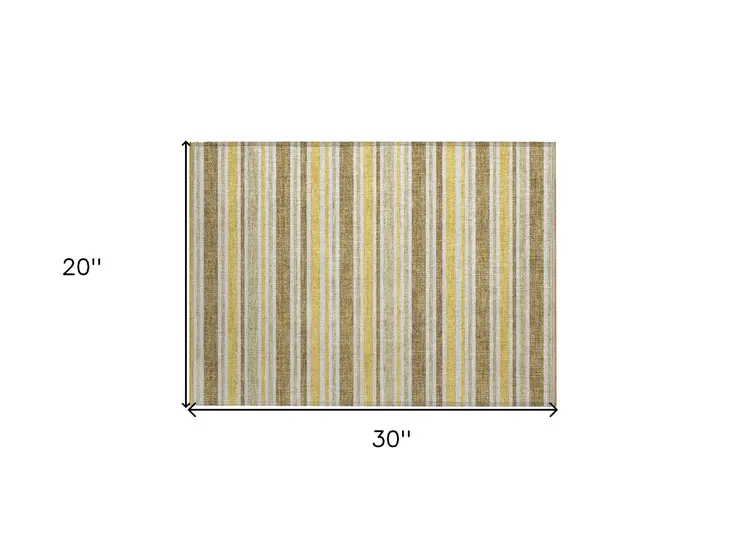 2' X 3' Brown and Orange Striped Washable Indoor Outdoor Area Rug