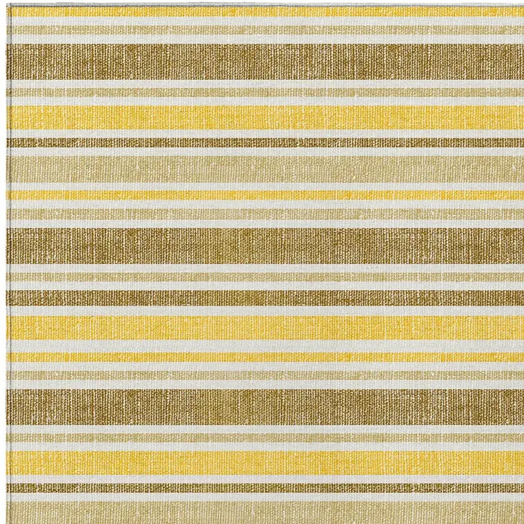 10' X 14' Brown And Orange Striped Washable Indoor Outdoor Area Rug