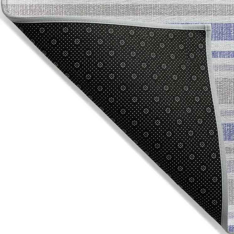 2' X 3' Ivory Blue and Gray Striped Washable Non Skid Indoor Outdoor Area Rug