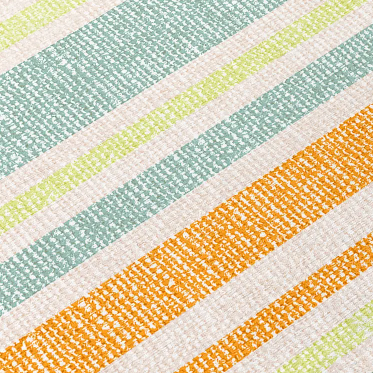 2' X 3' Orange Green and Blue Striped Washable Non Skid Indoor Outdoor Area Rug