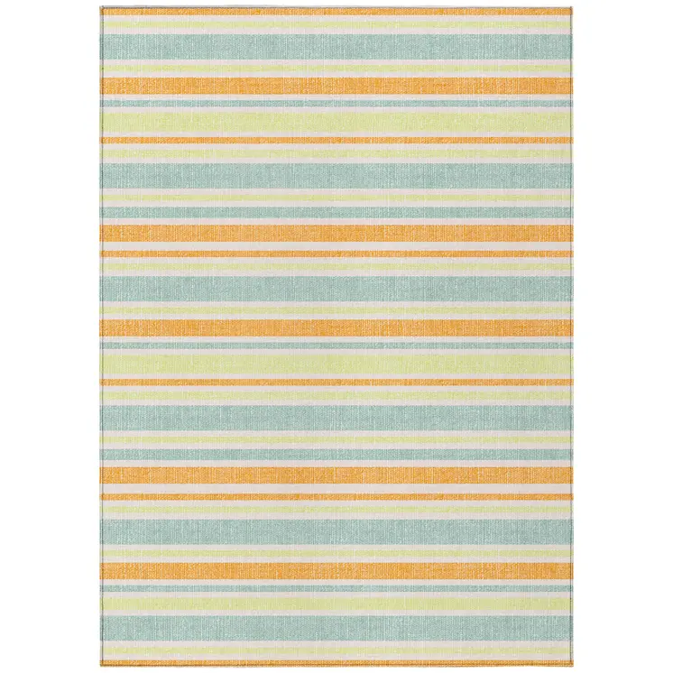 3' X 5' Orange Striped Washable Non Skid Indoor Outdoor Area Rug