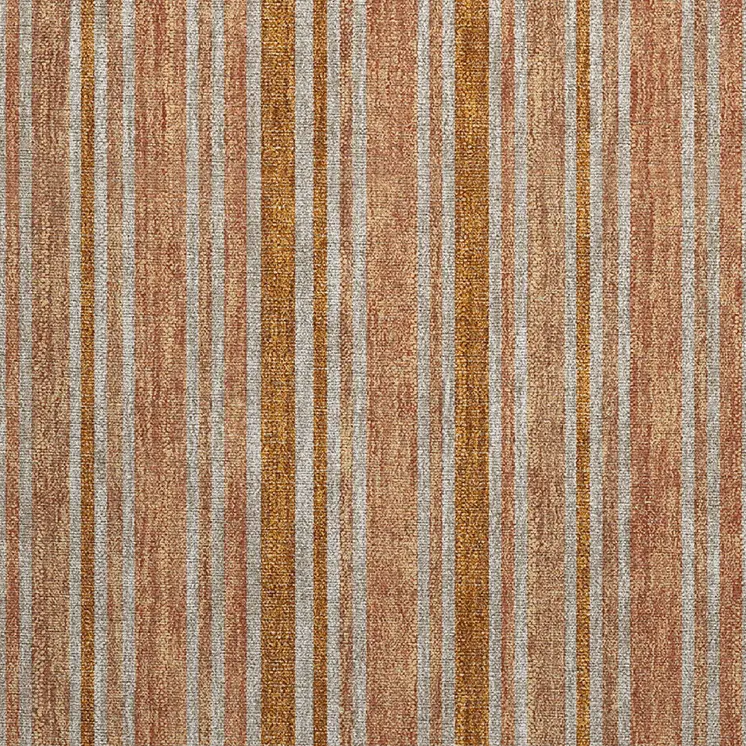 2' X 3' Beige and Orange Striped Washable Non Skid Indoor Outdoor Area Rug