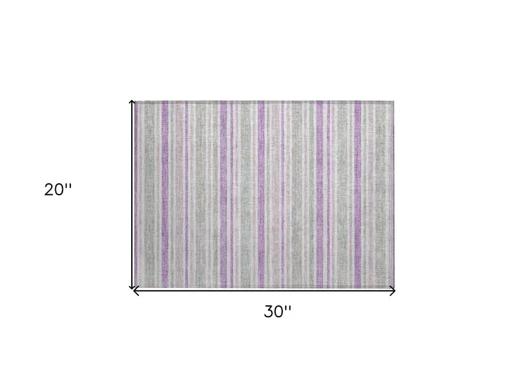 2' X 3' Pearl Striped Washable Non Skid Indoor Outdoor Area Rug