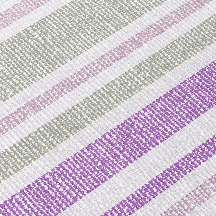 2' X 8' Purple Gray and White Striped Washable Non Skid Indoor Outdoor Area Rug