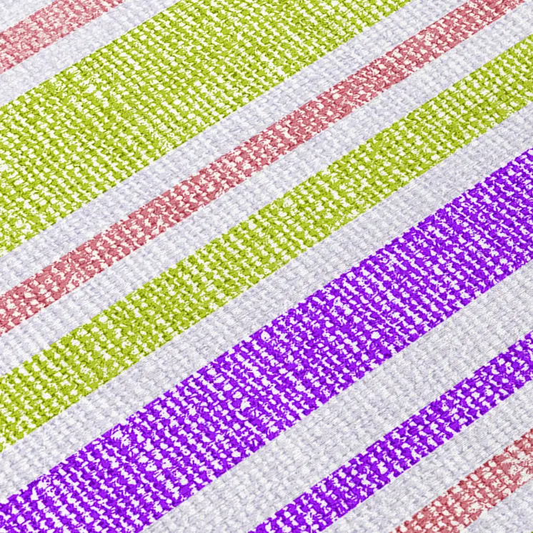 2' X 8' Purple Green and Pink Striped Washable Non Skid Indoor Outdoor Runner Rug