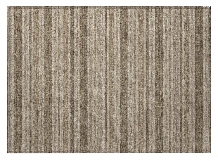 2' X 3' Taupe Striped Washable Indoor Outdoor Area Rug