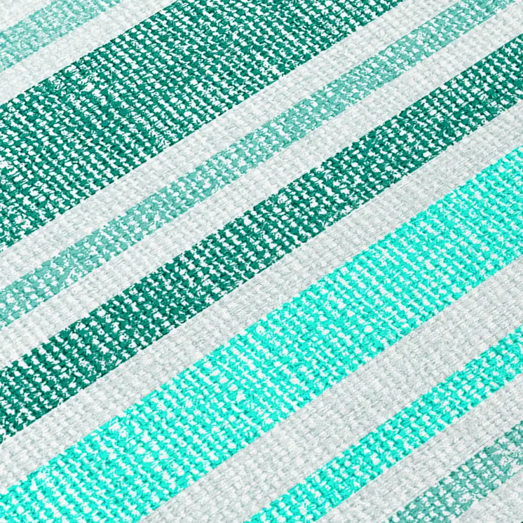 9' X 12' Turquoise Striped Washable Indoor Outdoor Area Rug