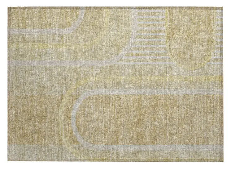 2' X 3' Beige Abstract Washable Indoor Outdoor Area Rug