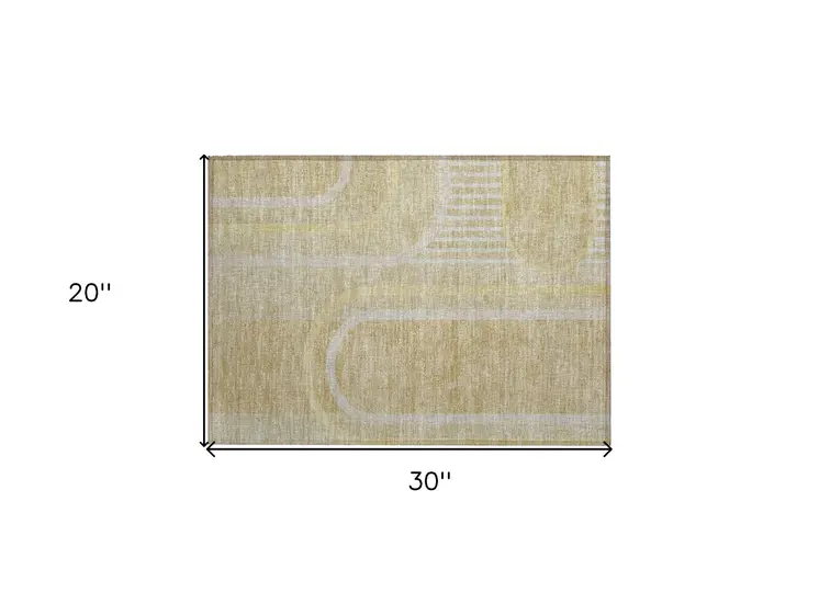 2' X 3' Beige Abstract Washable Indoor Outdoor Area Rug