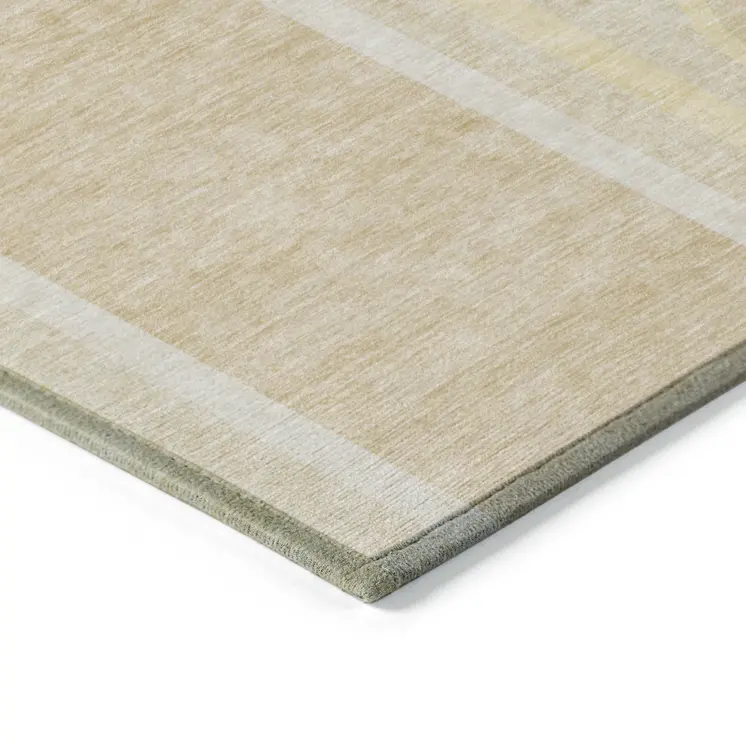 9' X 12' Beige Abstract Washable Indoor Outdoor Area Rug