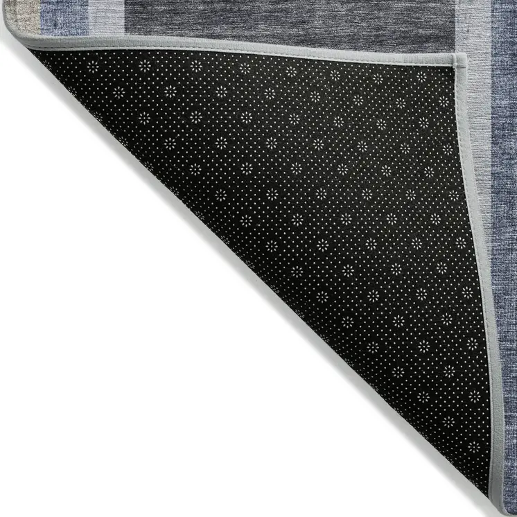 8' X 10' Blue and Black Abstract Washable Indoor Outdoor Area Rug
