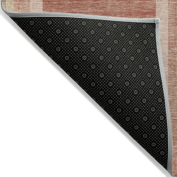 9' X 12' Salmon Abstract Washable Indoor Outdoor Area Rug