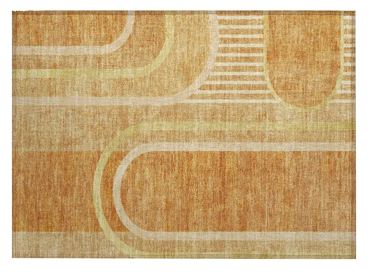 2' X 3' Terra Cotta Abstract Washable Indoor Outdoor Area Rug