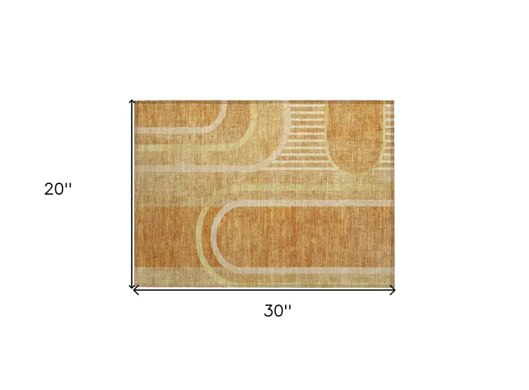 2' X 3' Terra Cotta Abstract Washable Indoor Outdoor Area Rug