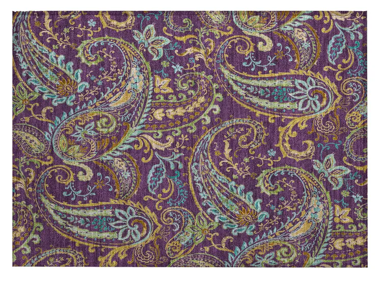 2' X 3' Purple Paisley Washable Non Skid Indoor Outdoor Area Rug