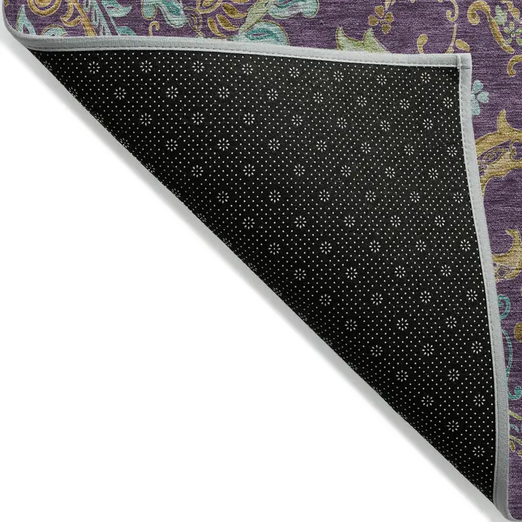 2' X 3' Purple Paisley Washable Non Skid Indoor Outdoor Area Rug