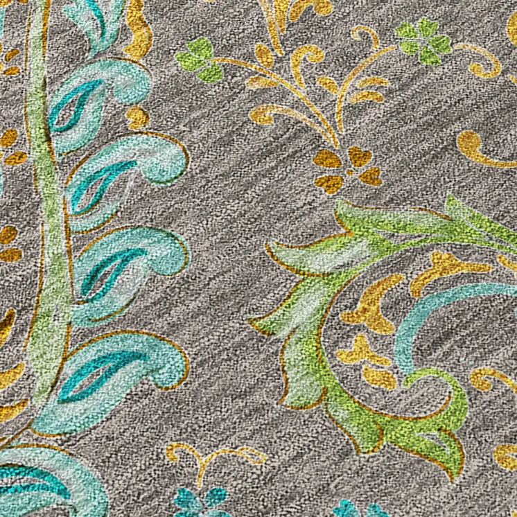 8' X 10' Taupe Paisley Washable Non Skid Indoor Outdoor Area Rug