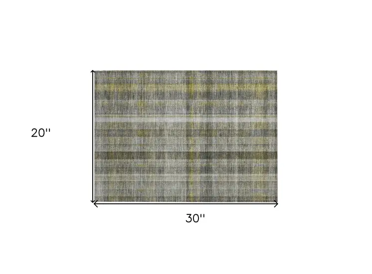2' X 3' Gray Plaid Washable Non Skid Indoor Outdoor Area Rug