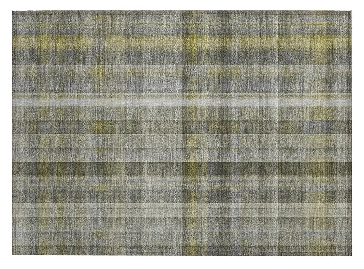 2' X 3' Gray Plaid Washable Non Skid Indoor Outdoor Area Rug