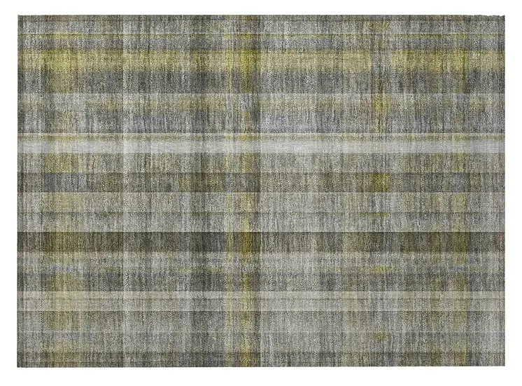 2' X 3' Gray Plaid Washable Non Skid Indoor Outdoor Area Rug