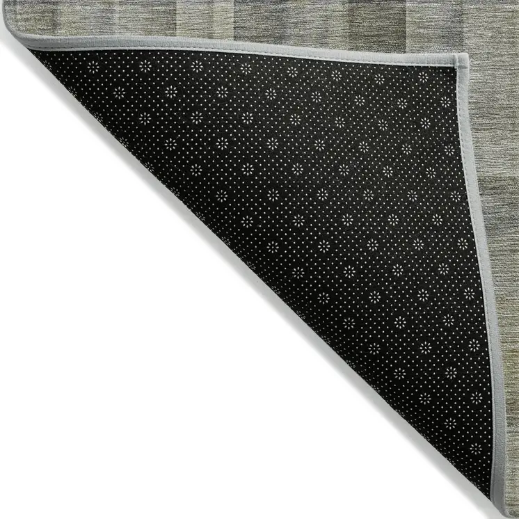 5' X 8' Gray Plaid Washable Non Skid Indoor Outdoor Area Rug