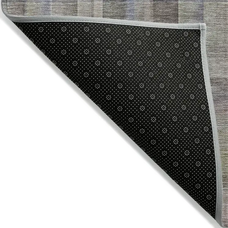 8' Round Gray Round Plaid Washable Non Skid Indoor Outdoor Area Rug