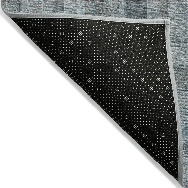 9' X 12' Teal Plaid Washable Non Skid Indoor Outdoor Area Rug