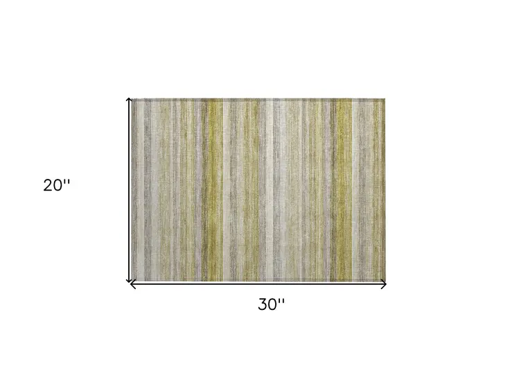 2' X 3' Wheat Striped Washable Non Skid Indoor Outdoor Area Rug