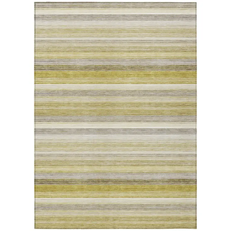 3' X 5' Wheat Striped Washable Non Skid Indoor Outdoor Area Rug