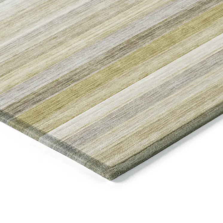 3' X 5' Wheat Striped Washable Non Skid Indoor Outdoor Area Rug