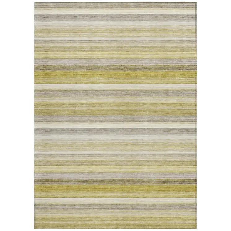 3' X 5' Wheat Striped Washable Non Skid Indoor Outdoor Area Rug
