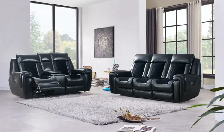 79" Black Power Reclining Loveseat With Storage