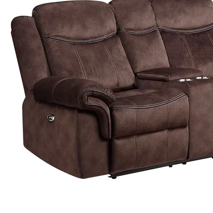 79" Dark Brown Microfiber Power Reclining Loveseat With Storage