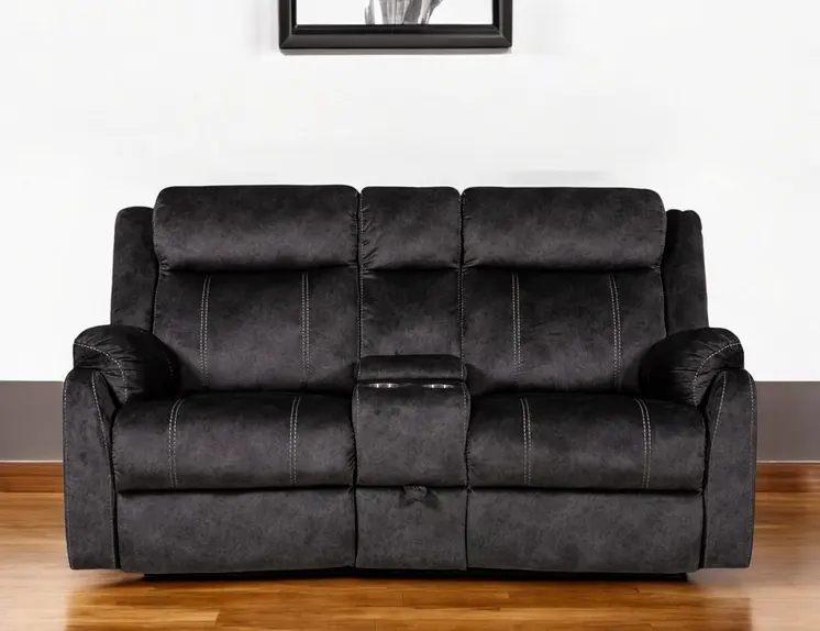 70" Dark Gray Microfiber Manual Reclining Loveseat With Storage