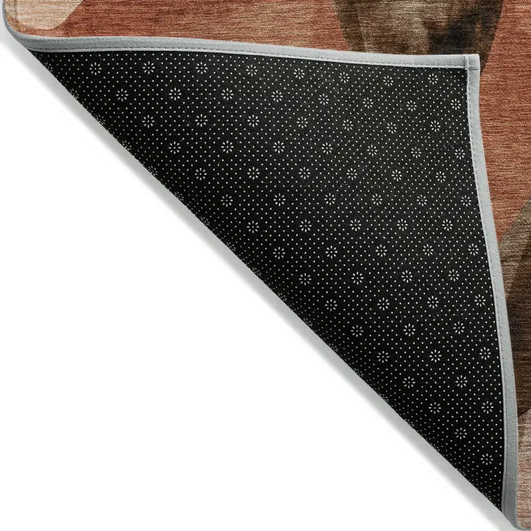 9' X 12' Chocolate Abstract Washable Non Skid Indoor Outdoor Area Rug