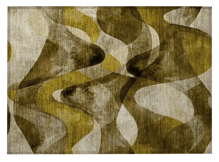 2' X 3' Coffee Abstract Washable Non Skid Indoor Outdoor Area Rug