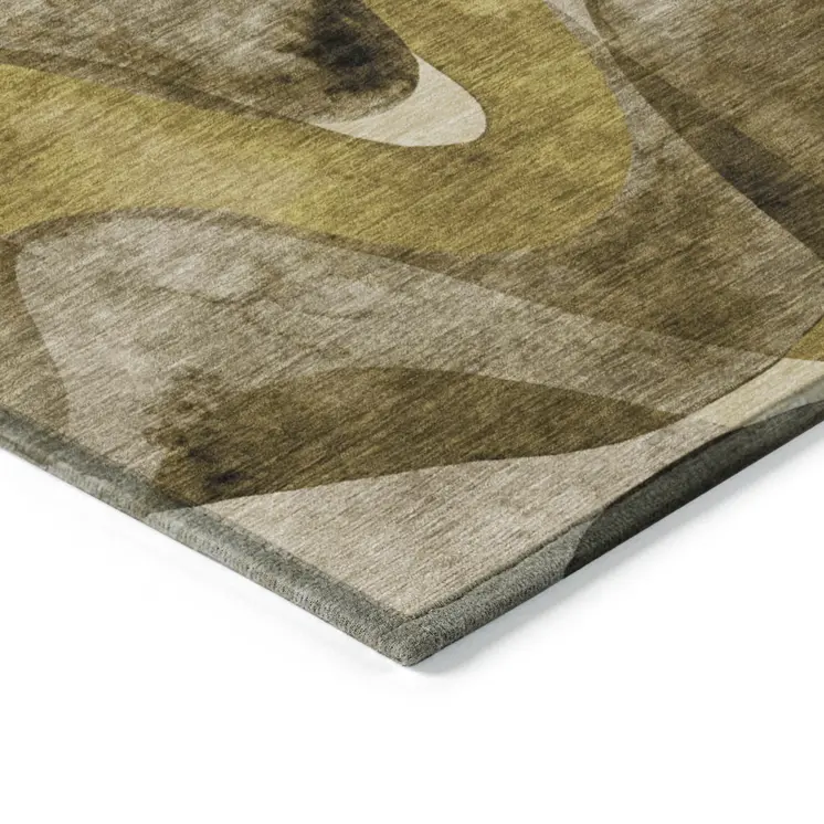 8' X 10' Coffee Abstract Washable Non Skid Indoor Outdoor Area Rug
