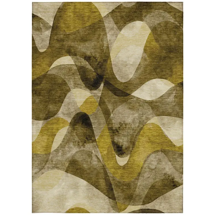 8' X 10' Coffee Abstract Washable Non Skid Indoor Outdoor Area Rug