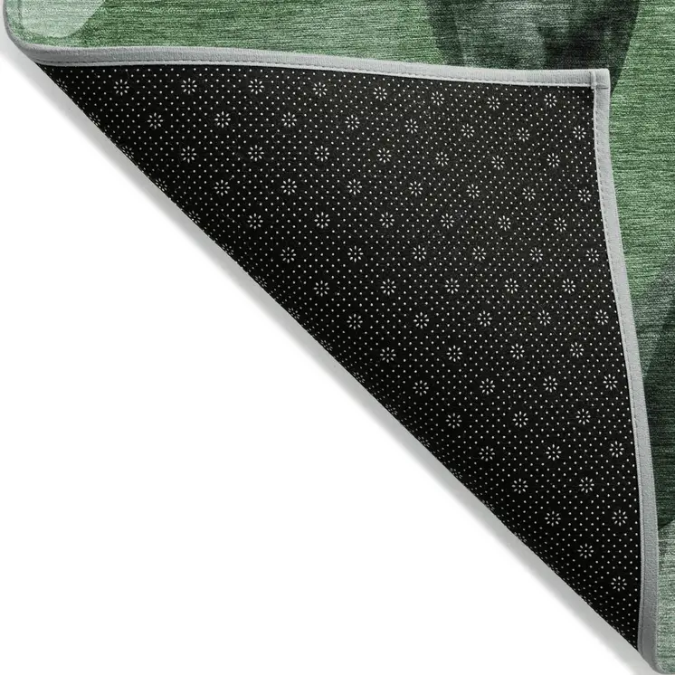 9' X 12' Fern Green Abstract Washable Non Skid Indoor Outdoor Area Rug