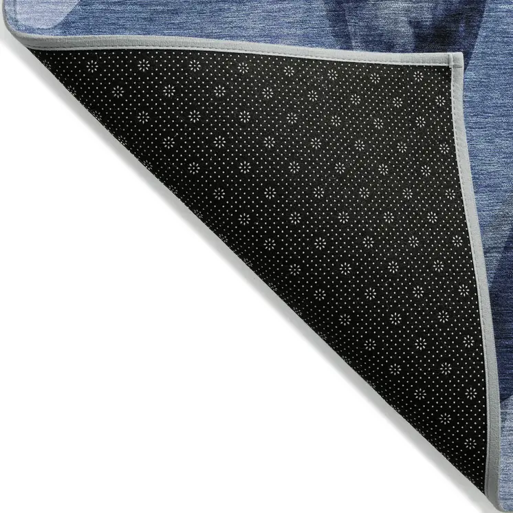 2' X 3' Navy Blue Abstract Washable Non Skid Indoor Outdoor Area Rug