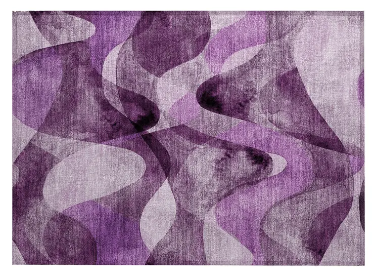 2' X 3' Purple Abstract Washable Non Skid Indoor Outdoor Area Rug