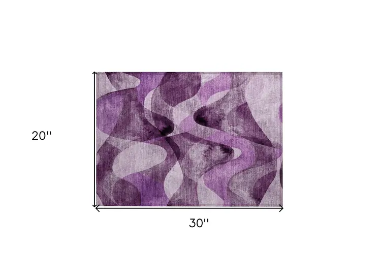 2' X 3' Purple Abstract Washable Non Skid Indoor Outdoor Area Rug