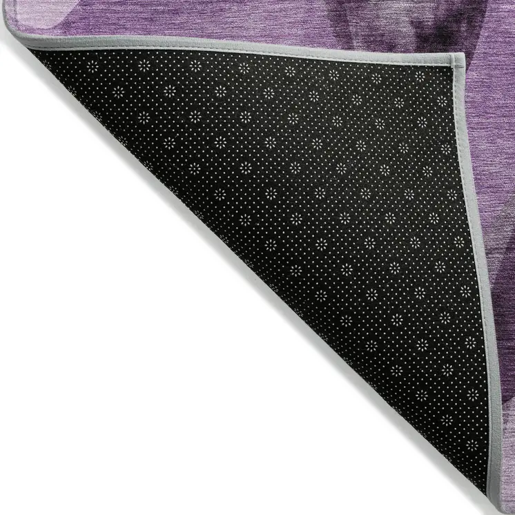 8' X 8' Purple Round Abstract Washable Non Skid Indoor Outdoor Area Rug