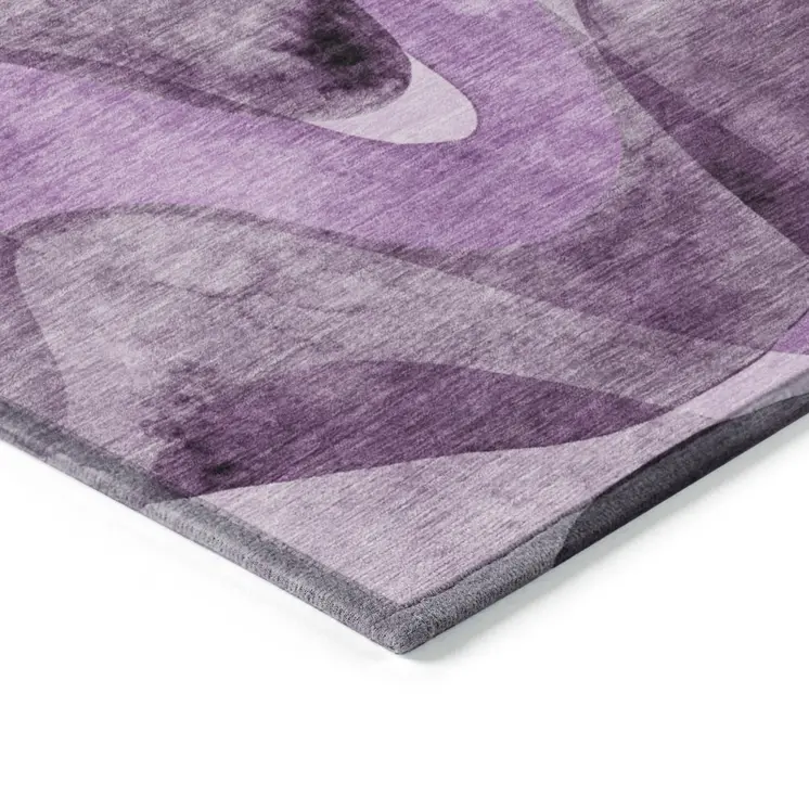 8' X 8' Purple Round Abstract Washable Non Skid Indoor Outdoor Area Rug