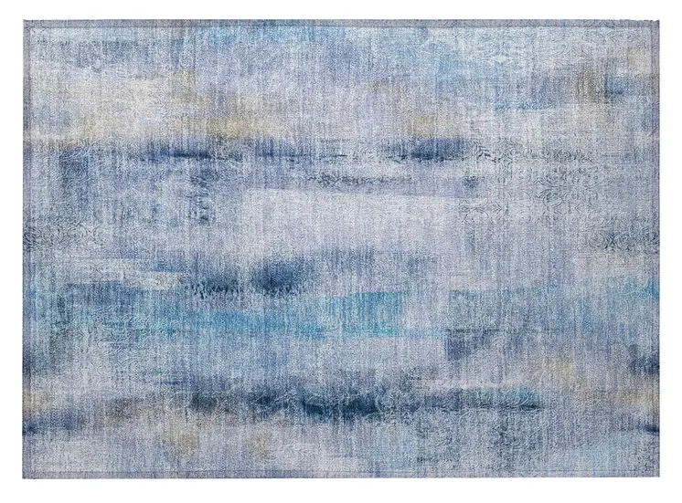 2' X 3' Blue Washable Non Skid Indoor Outdoor Area Rug