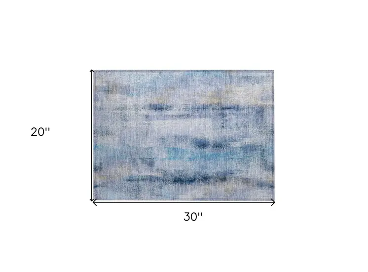 2' X 3' Blue Washable Non Skid Indoor Outdoor Area Rug